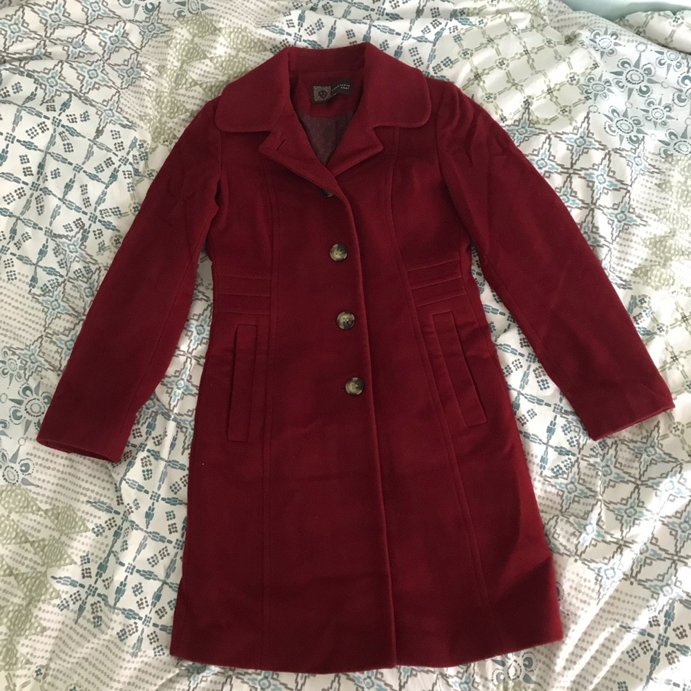 Ann Klein Red Wool Coat